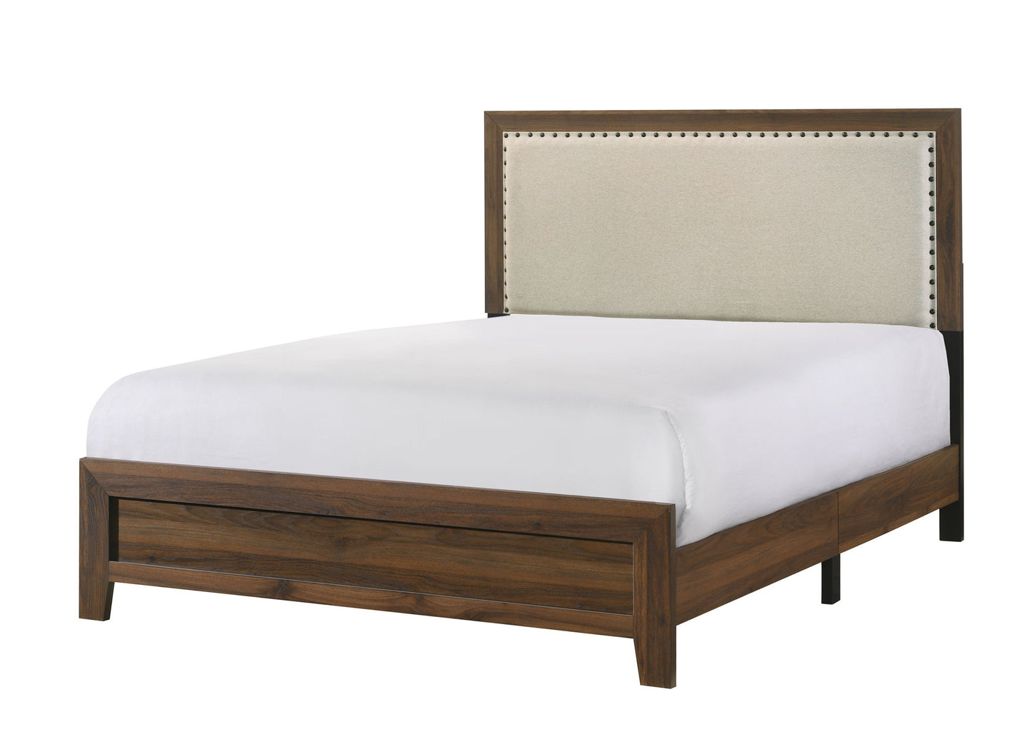 Millie - Full Upholstery Bed In One Box - Brown Cherry