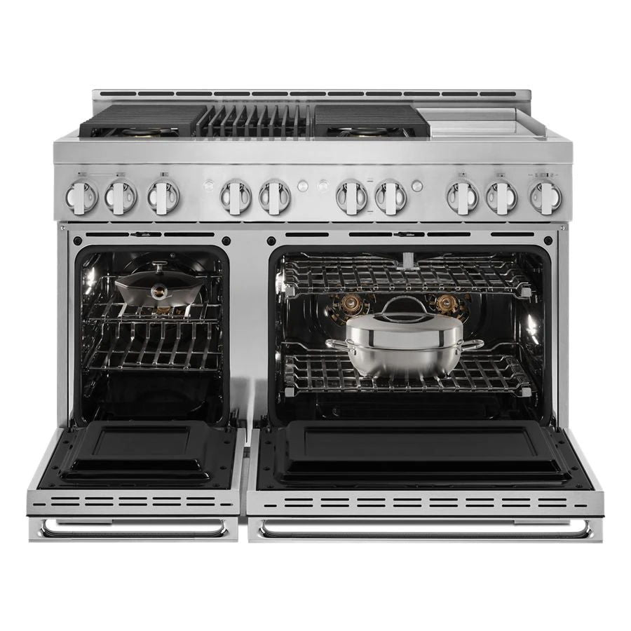 Noir 48" Gas Professional-Style Range With Chrome-Infused Griddle And Grill