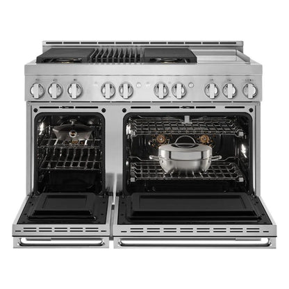 Noir 48" Gas Professional-Style Range With Chrome-Infused Griddle And Grill