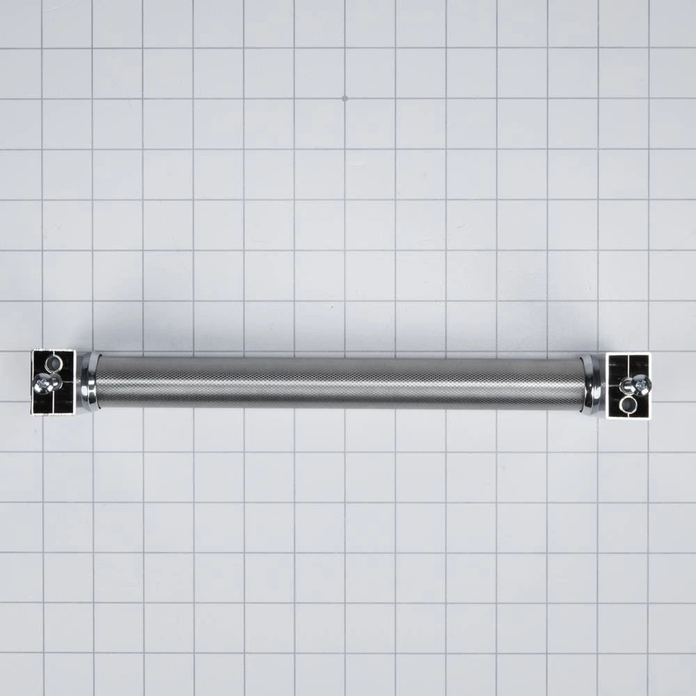 Panel-Ready Compactor Handle Kit, With Textured Straight Bar And Red Medallion Ends For Kitchenaid Model Ktts505Epa (Includes Hardware) - Stainless Steel