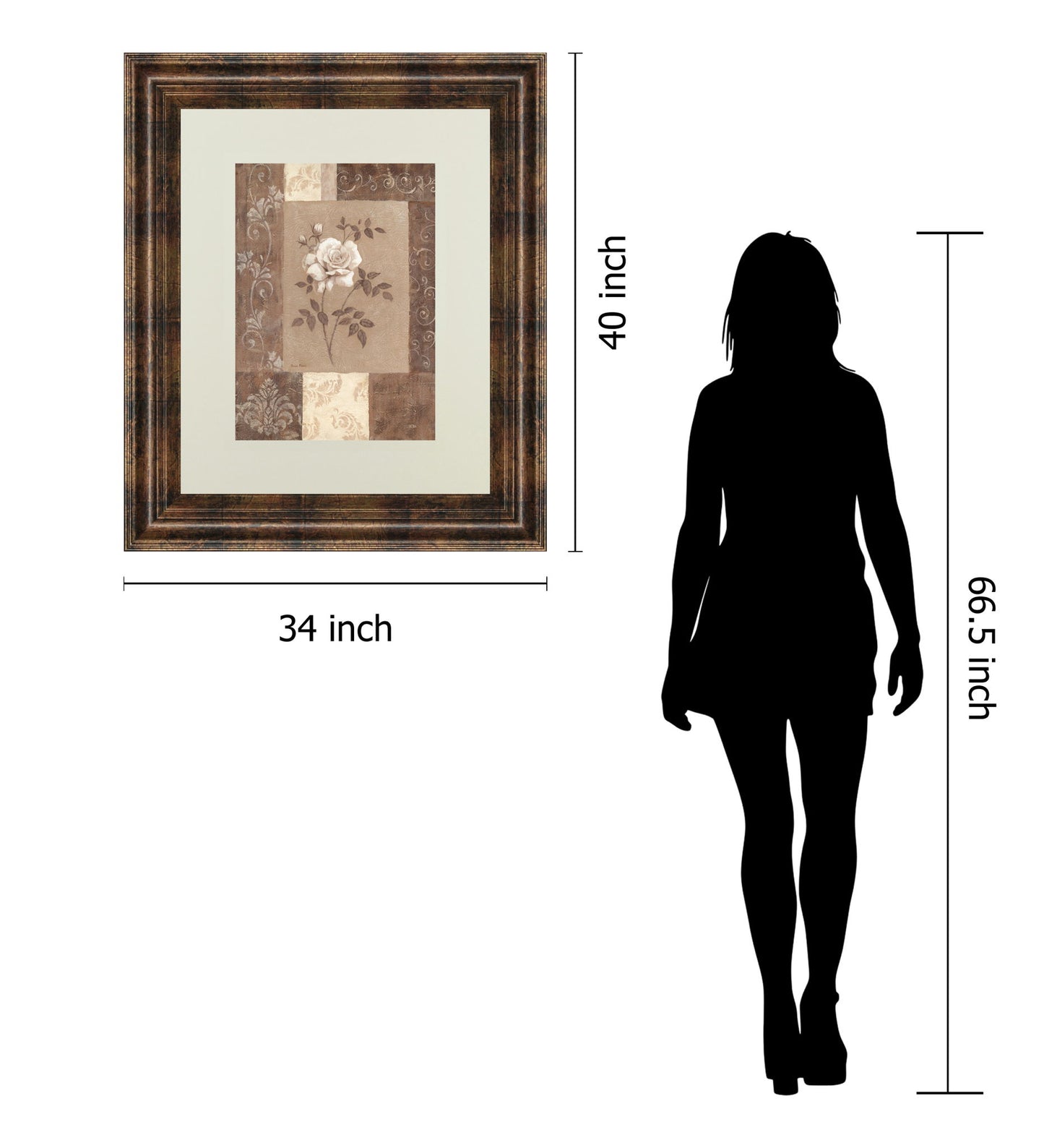 Single Rose By Vivian Flasch - Framed Print Wall Art - Light Brown