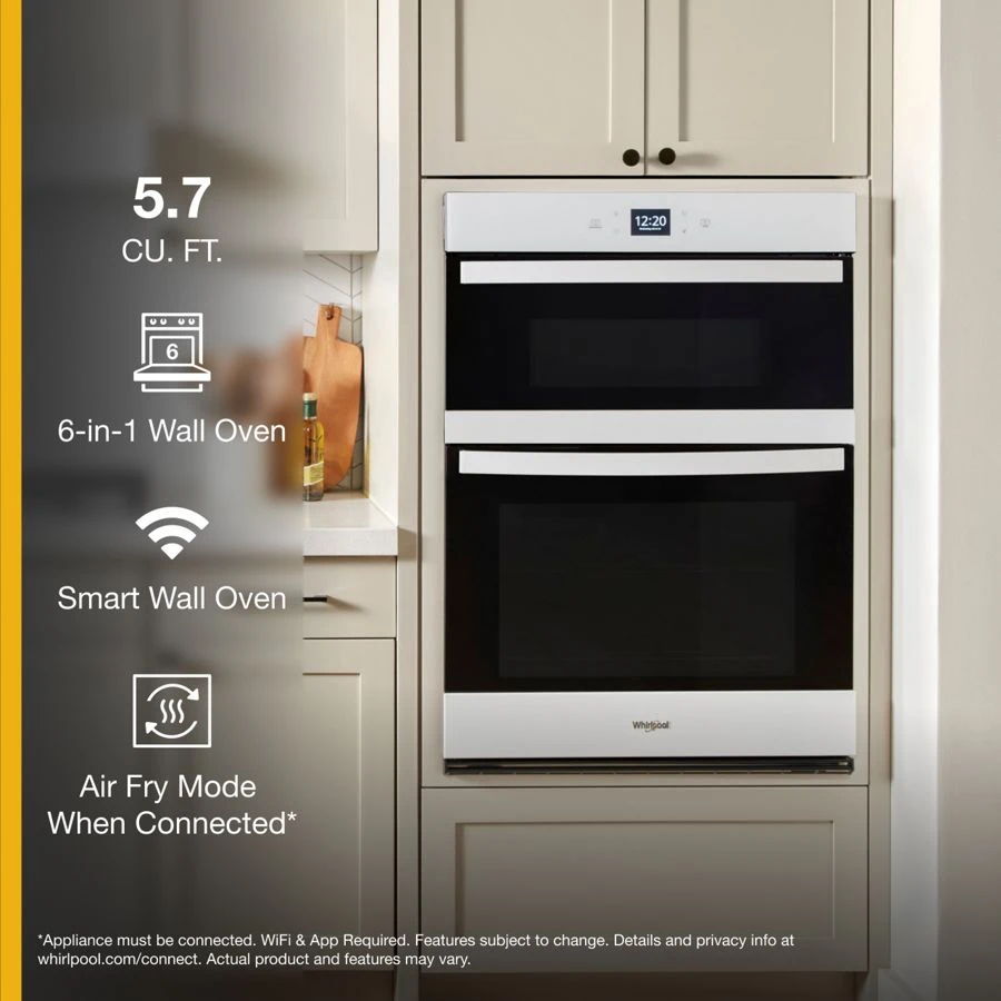 5.7 Cubic Feet Smart Combo Wall Oven With Air Fry - White