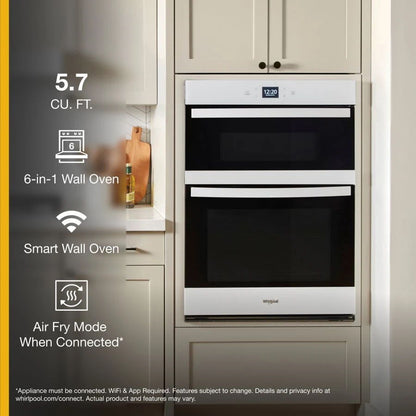 5.7 Cubic Feet Smart Combo Wall Oven With Air Fry - White