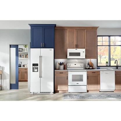 36" Wide Side-By-Side Refrigerator, 25 Cubic Feet, Exterior Ice And Water Dispenser - White