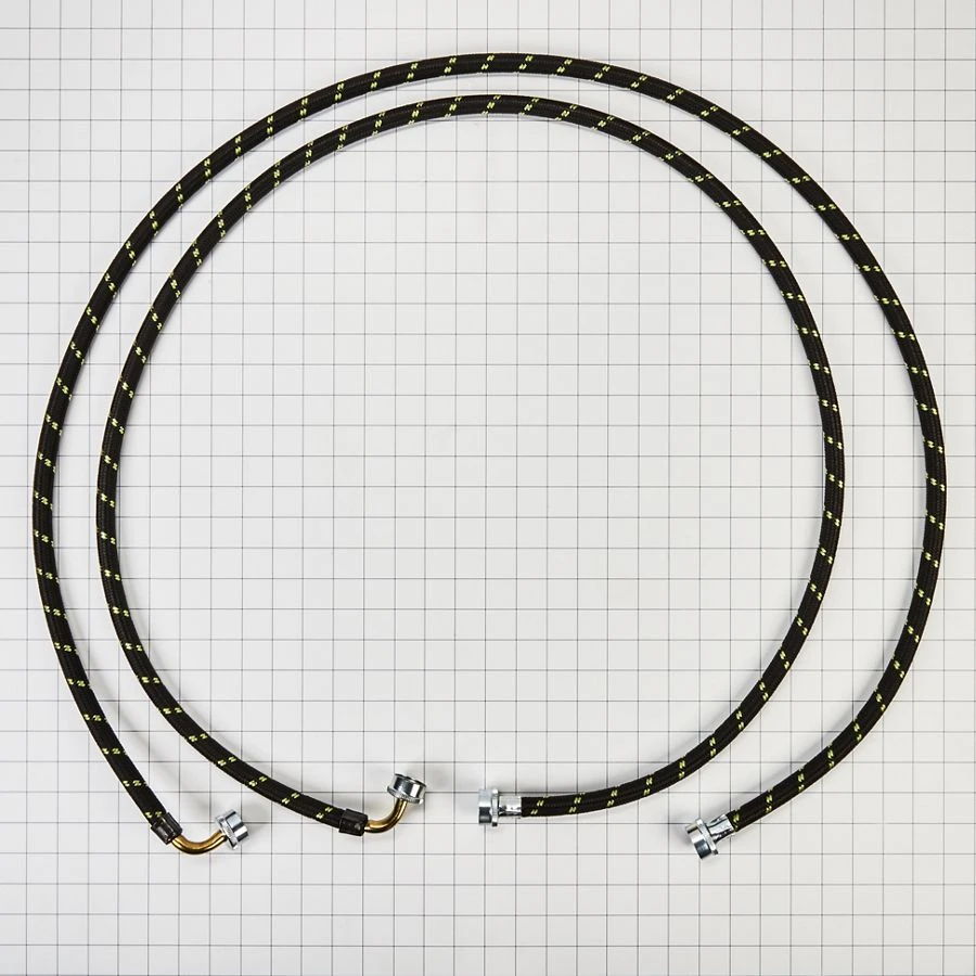 6' Braided Washer Fill Hoses Rated 1500+ Psi With Two Female Connections, And Built-In O-Rings, 2 Pack - Black