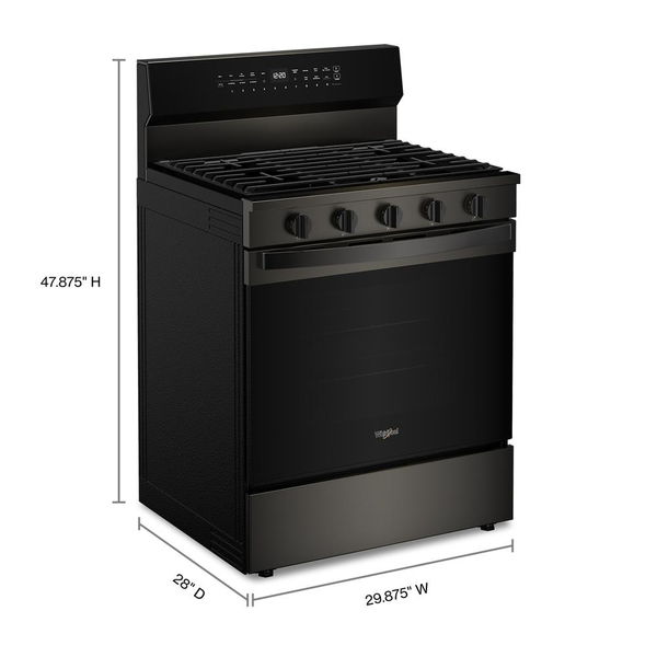 30" Smart Gas Range With Air Cooking Technology, No Preheat Air Fry, Steam/Self Clean And High Speed Preheat - Black Stainless
