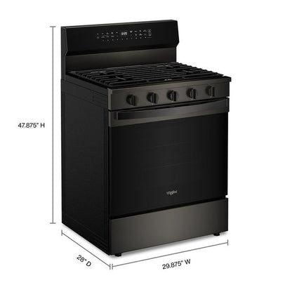 30" Smart Gas Range With Air Cooking Technology, No Preheat Air Fry, Steam/Self Clean And High Speed Preheat - Black Stainless