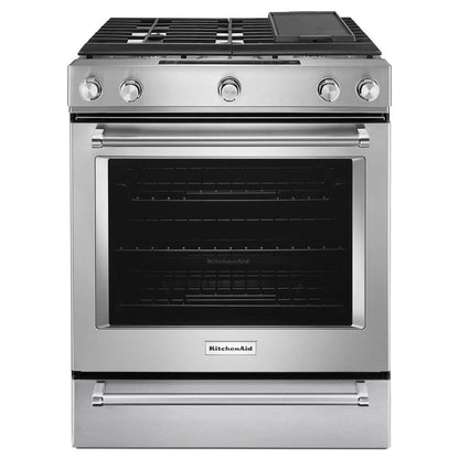 30" 5 Burner Gas Convection Slide-In Range With Baking Drawer