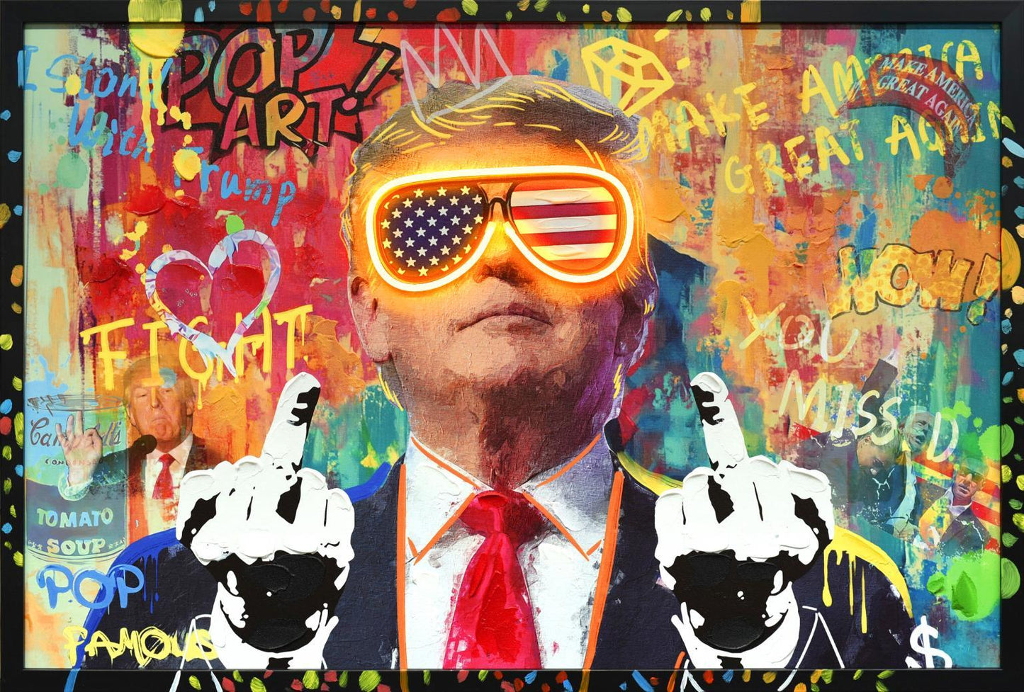 Neon Rebel Graffiti - 25" x 37" Framed Wall Art