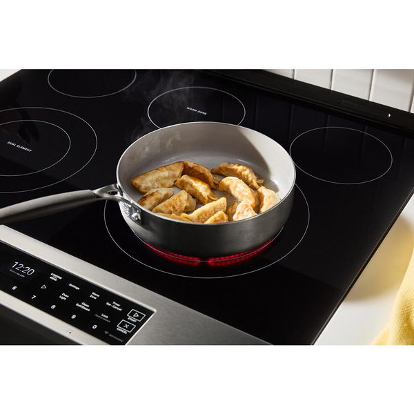 30" Smart Slide In Electric Range With Air Cooking Technology, No Preheat Air Fry, Wipeclean Coating, Steam/Self Clean And High Speed Preheat - Fingerprint Resistant Stainless Steel