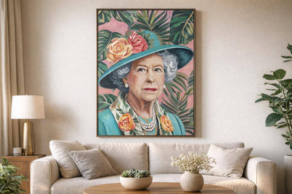 Tropical Icon II Hand-Embellished Canvas In Frame - Pink / Green