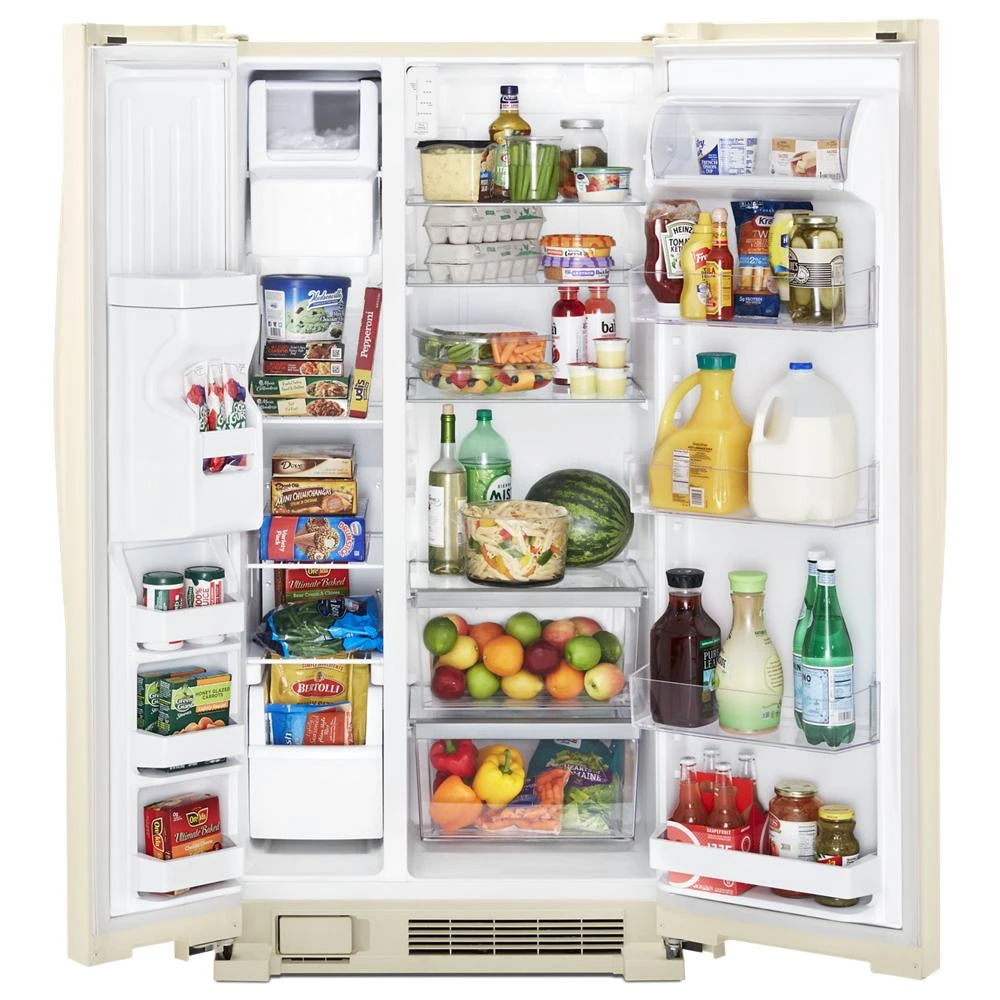 33" Wide Side-By-Side Refrigerator, 21 Cubic Feet - Biscuit-On-Biscuit