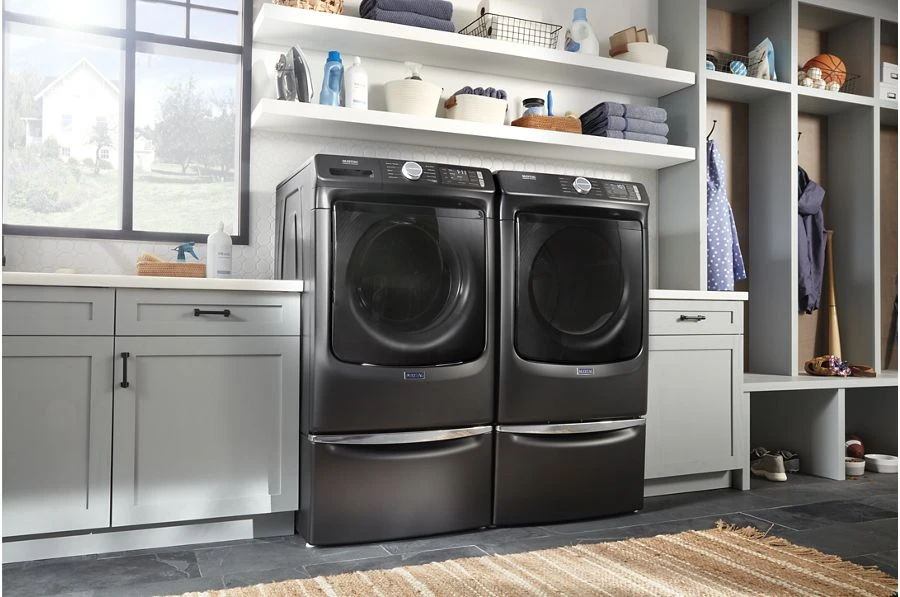 Front Load Electric Dryer With Extra Power And Quick Dry Cycle, 7.3 Cubic Feet - Volcano Black