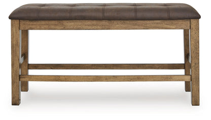 Urbinforte - Double Counter Height Upholstered Bench - Light Brown