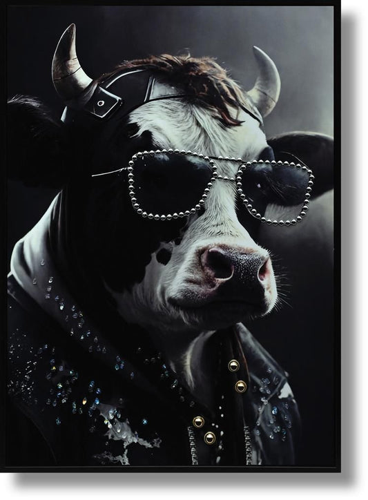 Studded Attitude Bovine - 21" x 29" Framed Wall Art