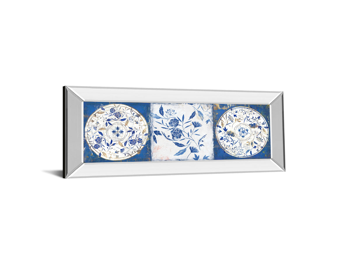 Indgio Ceramics II By Isabelle Z - Mirrored Frame Wall Art - Blue