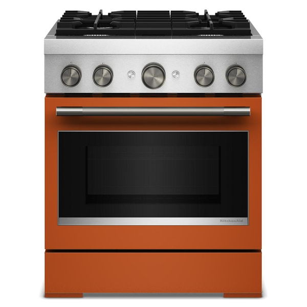 30" 4 Burner Commercial-Style Dual Fuel Range With No Preheat Air Fry Mode - Scorched Orange