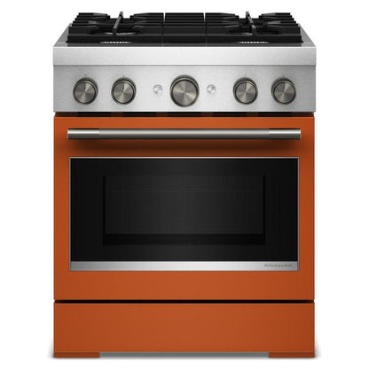 30" 4 Burner Commercial-Style Dual Fuel Range With No Preheat Air Fry Mode - Scorched Orange