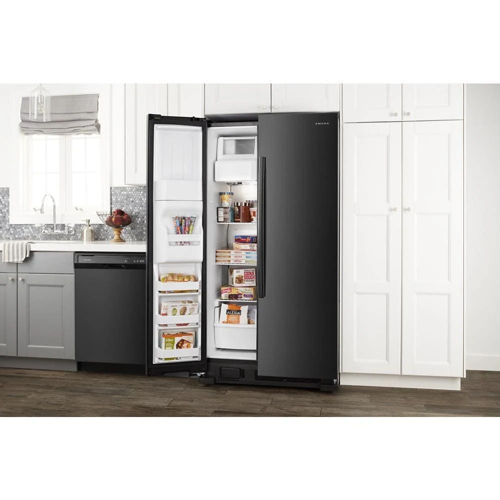 33" Side-By-Side Refrigerator With Dual Pad External Ice And Water Dispenser - Black