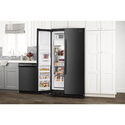 33" Side-By-Side Refrigerator With Dual Pad External Ice And Water Dispenser - Black