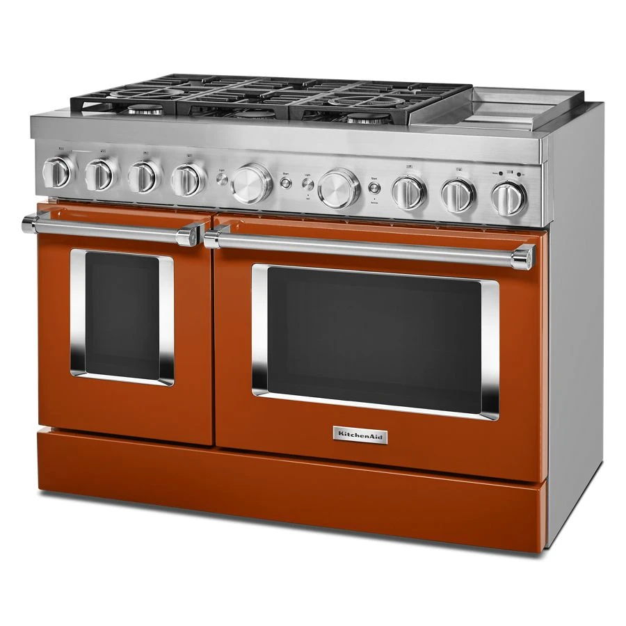 48'' Smart Commercial-Style Dual Fuel Range With Griddle - Scorched Orange