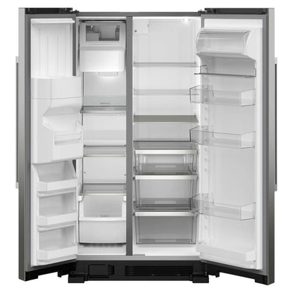 36" Wide Side-By-Side Refrigerator, 25 Cubic Feet, Touch Controls - Fingerprint-Resistant Stainless Finish