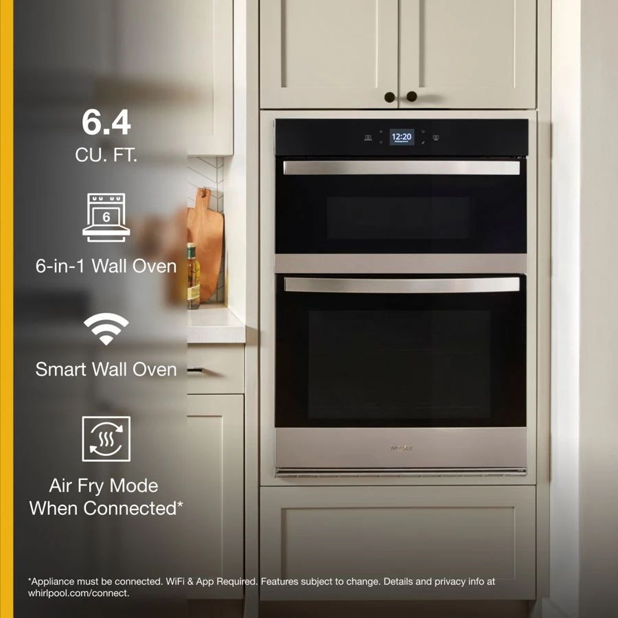 6.4 Total Cubic Feet Combo Wall Oven With Air Fry When Connected - Fingerprint Resistant Stainless Steel