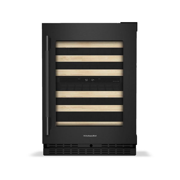 24" Undercounter Wine Cellar With Full-Extension Wood-Front Racks, Backlit Touch Controls - Black Ore