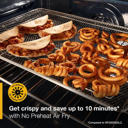 30" Gas Range With Air Cooking Technology, No Preheat Air Fry And Air Baking And Self Clean - Black