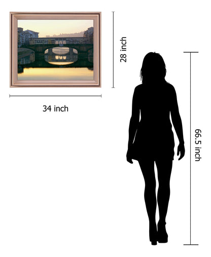 Golden Bridge Glow - 28" x 34" Framed Wall Art