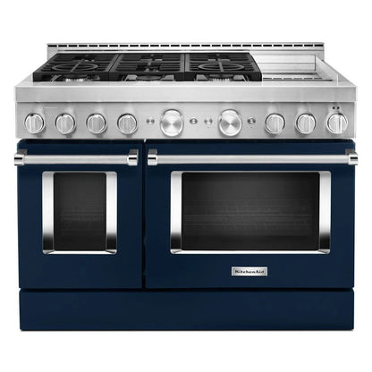 48'' Smart Commercial-Style Gas Range With Griddle - Ink Blue
