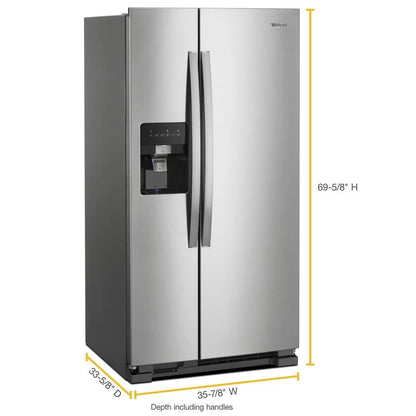 36" Wide Side-By-Side Refrigerator, 24 Cubic Feet - Fingerprint-Resistant Stainless Finish