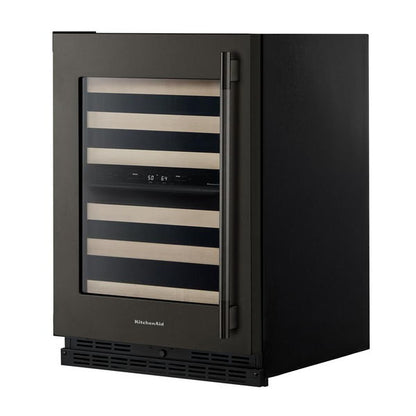 24" Undercounter Wine Cellar With Full-Extension Wood-Front Racks - Black Ore