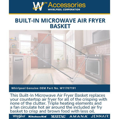 Built-In Microwave Air Fryer Basket - Stainless Steel For Models KMMF530/730P, WMMF7330/7530R, JMHF730/930R & KMBS724SPS (17 1/4" L X 10 1/2" W X 1 1/2" H)