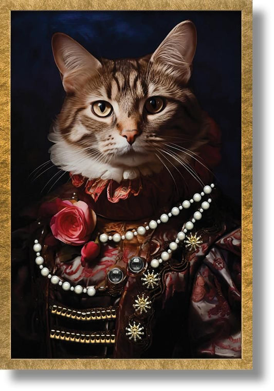 Regal Feline Rose - 17" x 25" Framed Wall Art