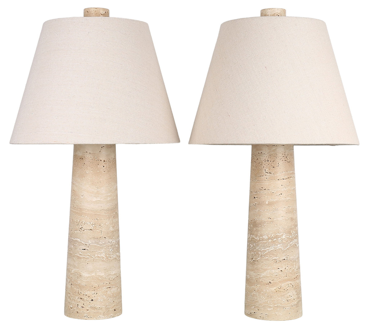 Strata Poise - 24 X 13 - Travertine Accent Lamp (Set of 2) - Natural Travertine Stone