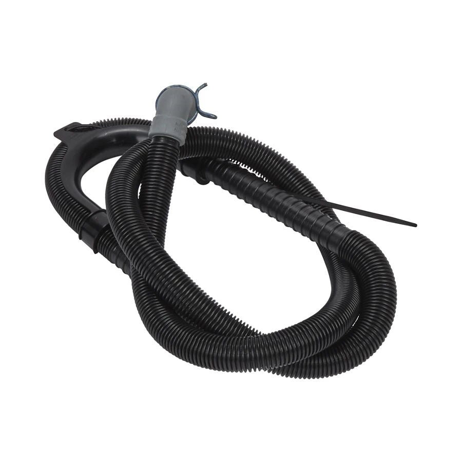 6' Black Flexible Washer Drain Hose With Elbow Bracket, 1" Inner Diameter Gray 90-Degree Coupler & Metal Clamp - 1 Pack - Black