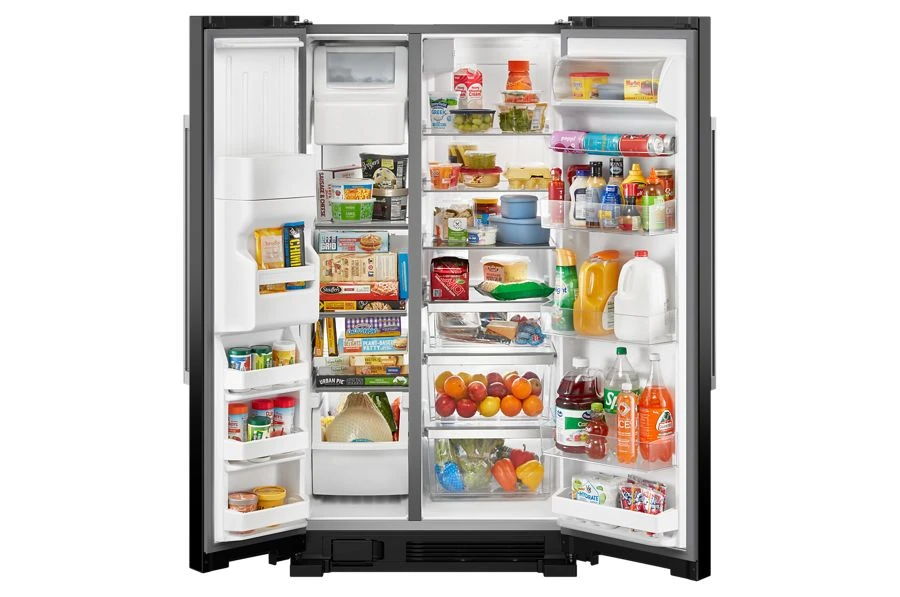 36" Wide Side-By-Side Refrigerator, 25 Cubic Feet - Black