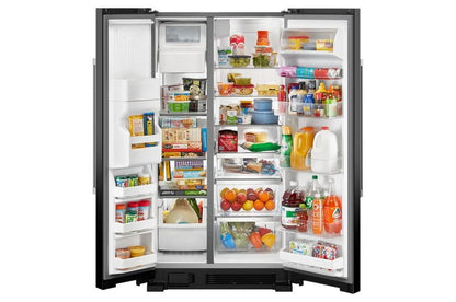 36" Wide Side-By-Side Refrigerator, 25 Cubic Feet - Black