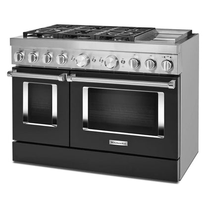 48'' Smart Commercial-Style Dual Fuel Range With Griddle - Imperial Black