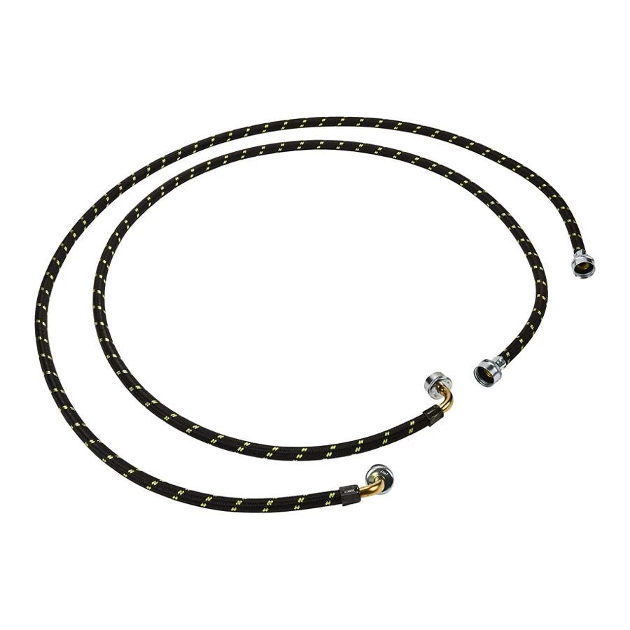 6' Braided Washer Fill Hoses Rated 1500+ Psi With Two Female Connections, And Built-In O-Rings, 2 Pack - Black