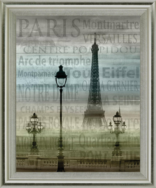 Foggy Paris Vista - 28" x 34" Framed Wall Art