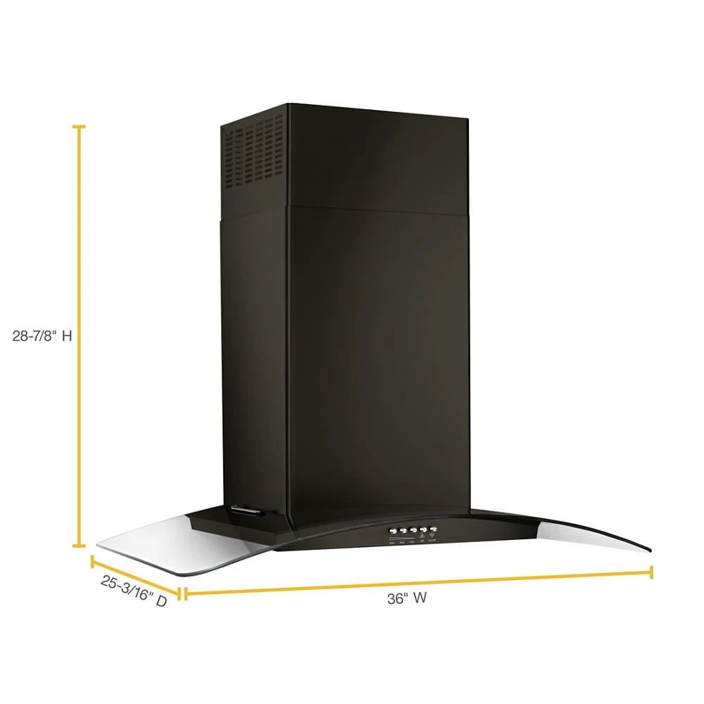 36" Concave Glass Wall Mount Range Hood