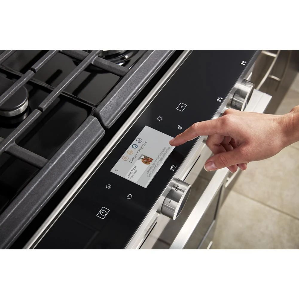 5.8 Cubic Feet Smart Slide-In Gas Range With Ez-2-Lift Hinged Cast-Iron Grates - Fingerprint Resistant Stainless Steel