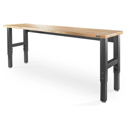 8' Adjustable Height Hardwood Workbench - Hammered Granite