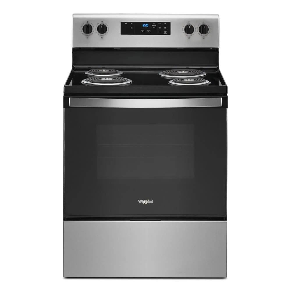 4.8 Cubic Feet Electric Range With Keep Warm Setting - Stainless Steel / Black