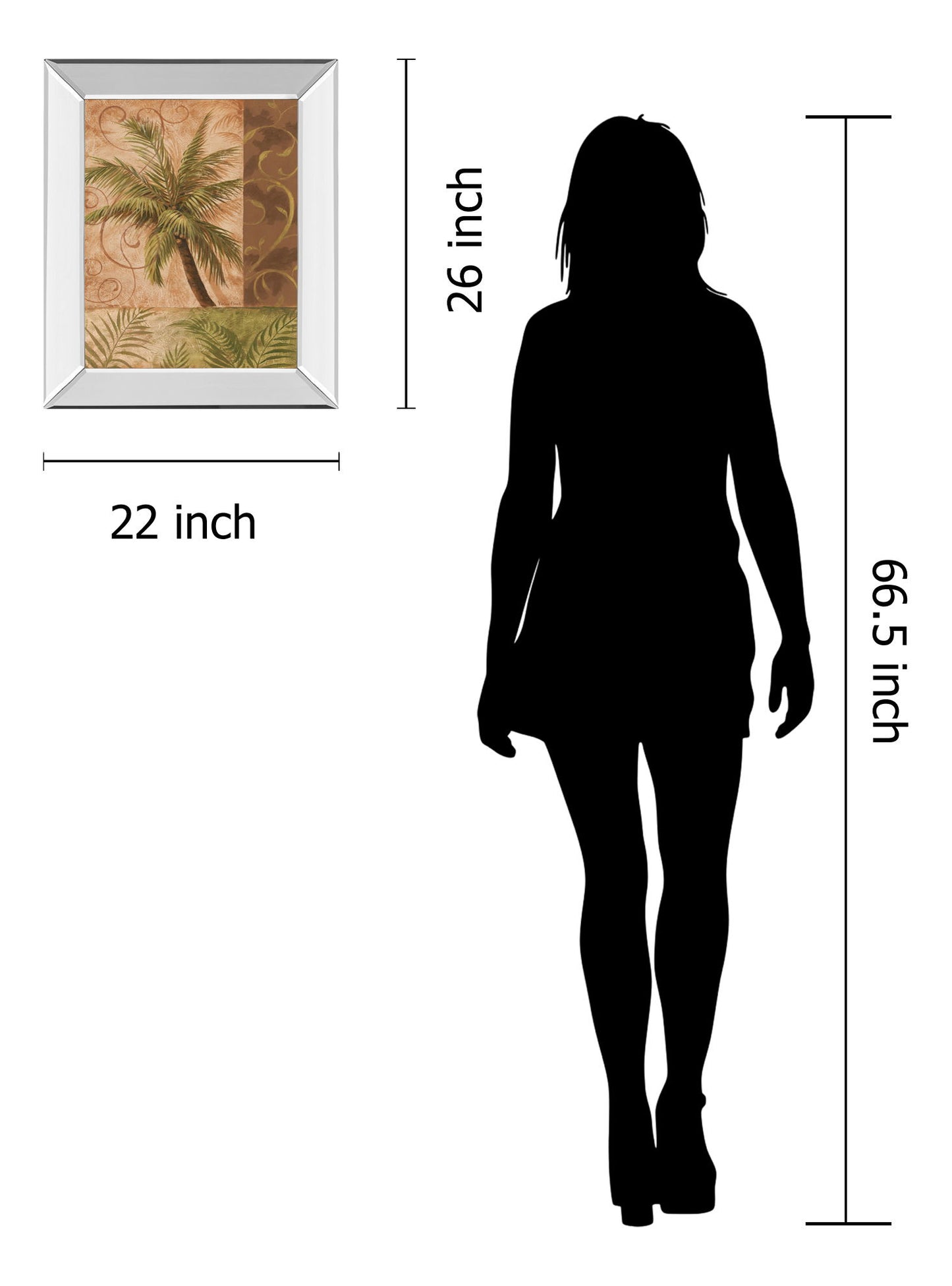 22x26 Tropical Breeze I By Vivian Flasch - Mirror Framed Print Wall Art - Light Brown