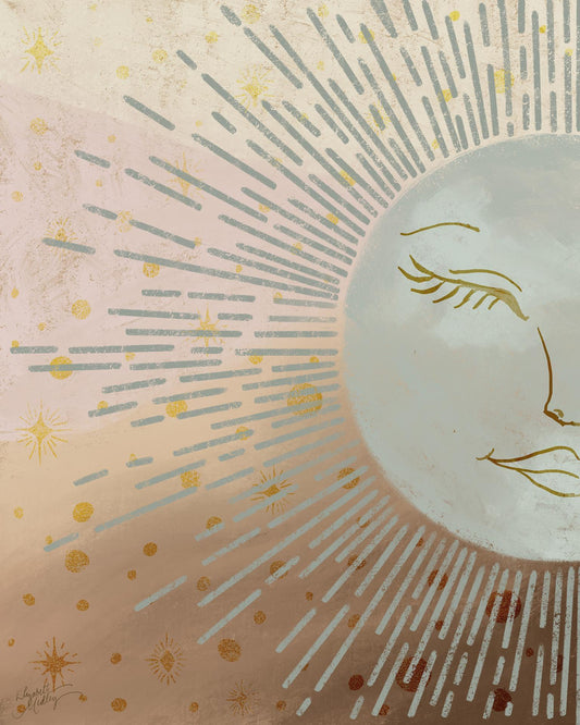 Celestial Blue Sun By Elizabeth Medley - Light Brown