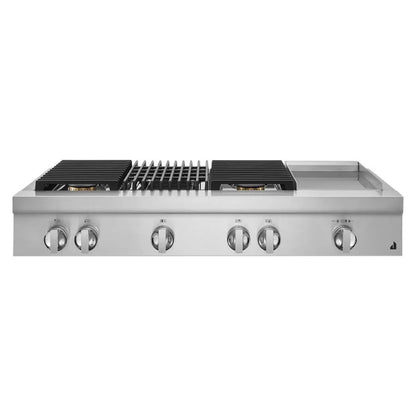 Noir 48" Gas Professional-Style Rangetop With Chrome-Infused Griddle And Grill