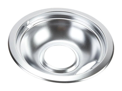 Range Electric/Cooktop 6" Round Drip Bowl (Single-Pack) - Chrome For Non-Hinged, 2-Wire Plug Cooking Elements